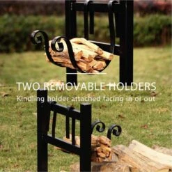 33 In. Heavy-Duty Indoor/Outdoor Firewood Rack With Kindling Holder -Fire Place Store vivohome firewood racks x0025lepat 4f 1000