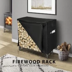 48 In. Heavy-Duty Indoor Outdoor Firewood Rack With Cover -Fire Place Store vivohome firewood racks x002739efl 44 1000