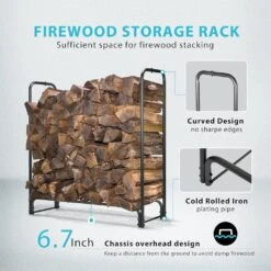 48 In. Heavy-Duty Indoor Outdoor Firewood Rack With Cover -Fire Place Store vivohome firewood racks x002739efl fa 1000