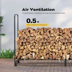 8 Ft. Heavy-Duty Indoor/Outdoor Firewood Rack With Carrier Bag -Fire Place Store vivohome firewood racks x003vvt8sv 1f 1000