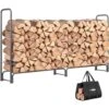 8 Ft. Heavy-Duty Indoor/Outdoor Firewood Rack With Carrier Bag
