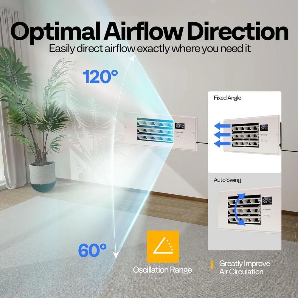 4 In. X 12 In. Opening Smart Register Booster Fan With Adjustable Louver, Thermostat And Remote Control In White 4 4 In. X 12 In. Opening Smart Register Booster Fan With Adjustable Louver, Thermostat And Remote Control In White - Image 4