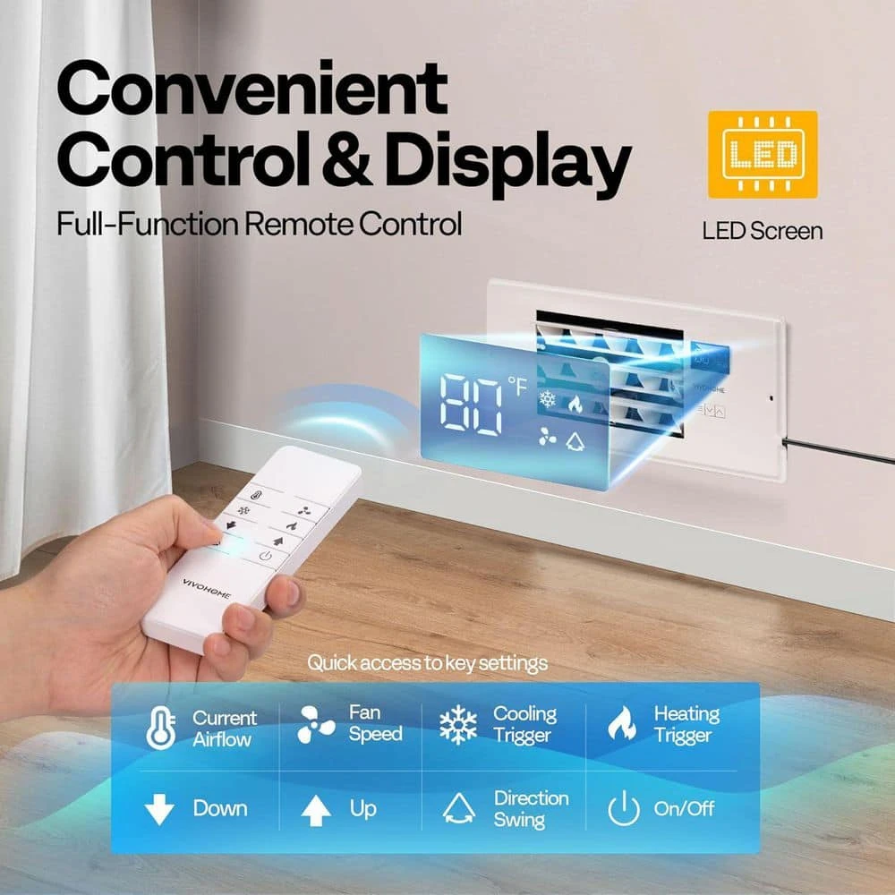 4 In. X 12 In. Opening Smart Register Booster Fan With Adjustable Louver, Thermostat And Remote Control In White 5 4 In. X 12 In. Opening Smart Register Booster Fan With Adjustable Louver, Thermostat And Remote Control In White - Image 5