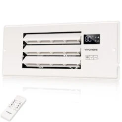 4 In. X 12 In. Opening Smart Register Booster Fan With Adjustable Louver, Thermostat And Remote Control In White