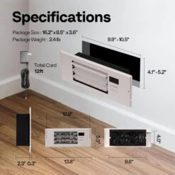 4 In. X 12 In. Opening Smart Register Booster Fan With Adjustable Louver, Thermostat And Remote Control In White 13 4 In. X 12 In. Opening Smart Register Booster Fan With Adjustable Louver, Thermostat And Remote Control In White -Fire Place Store vivohome grow room ventilation vh1760 76 1000