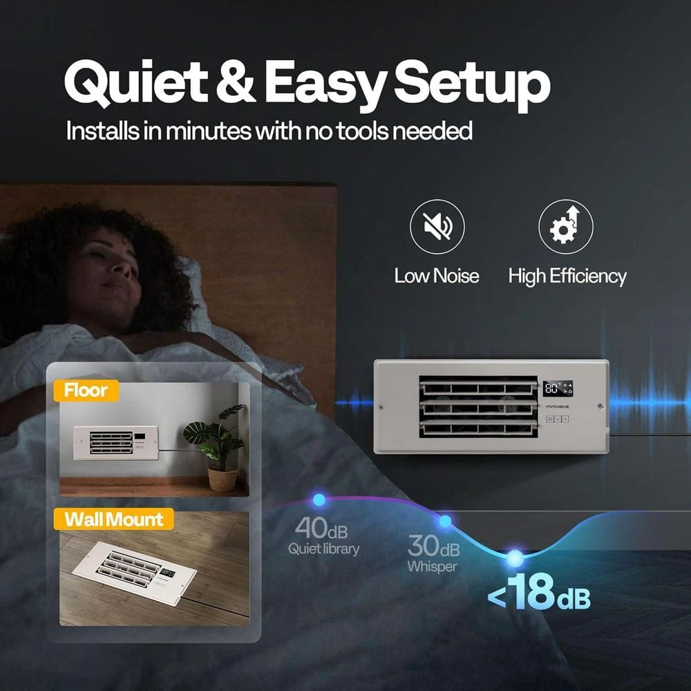 4 In. X 12 In. Opening Smart Register Booster Fan With Adjustable Louver, Thermostat And Remote Control In White 6 4 In. X 12 In. Opening Smart Register Booster Fan With Adjustable Louver, Thermostat And Remote Control In White - Image 6