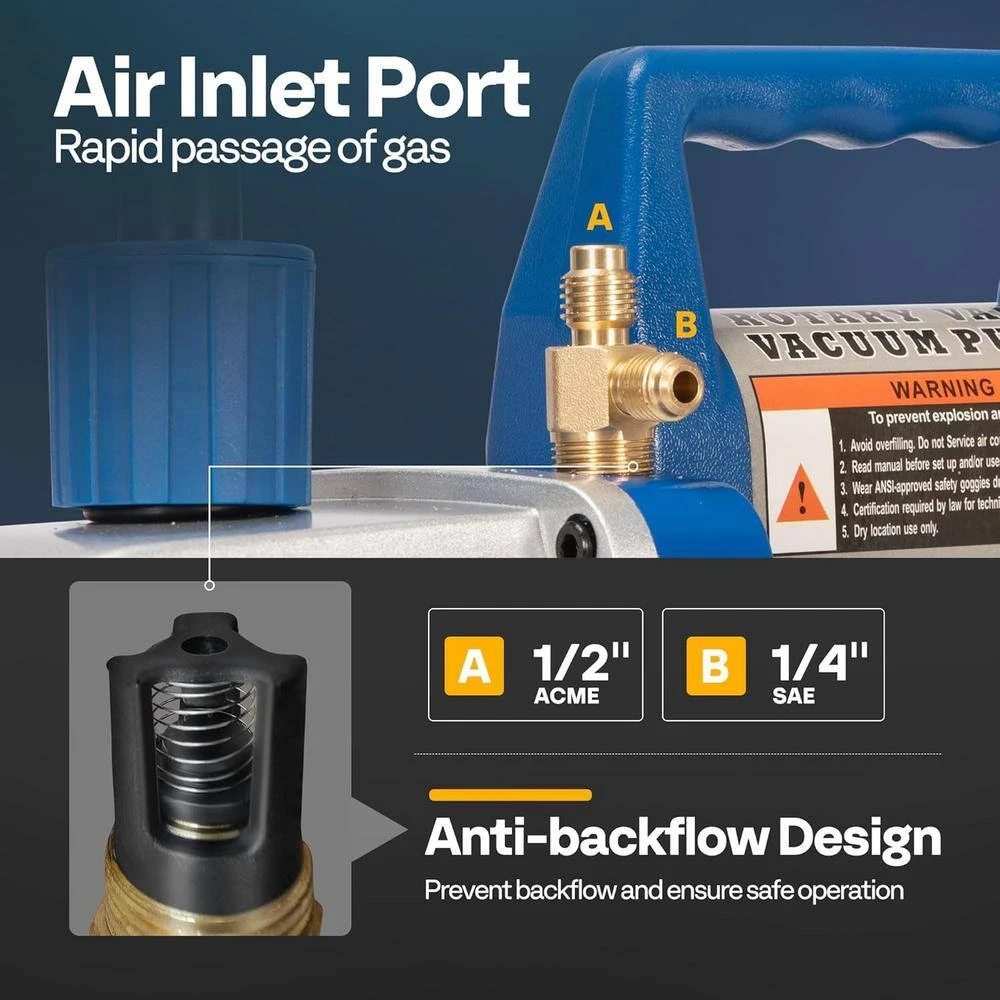 110-Volt 3/4 HP 7.2CFM 2 Stage HVAC Vacuum Pump And 4 Way AC Manifold Gauge Set Kit With Leak Detector 4 110-Volt 3/4 HP 7.2CFM 2 Stage HVAC Vacuum Pump And 4 Way AC Manifold Gauge Set Kit With Leak Detector - Image 4