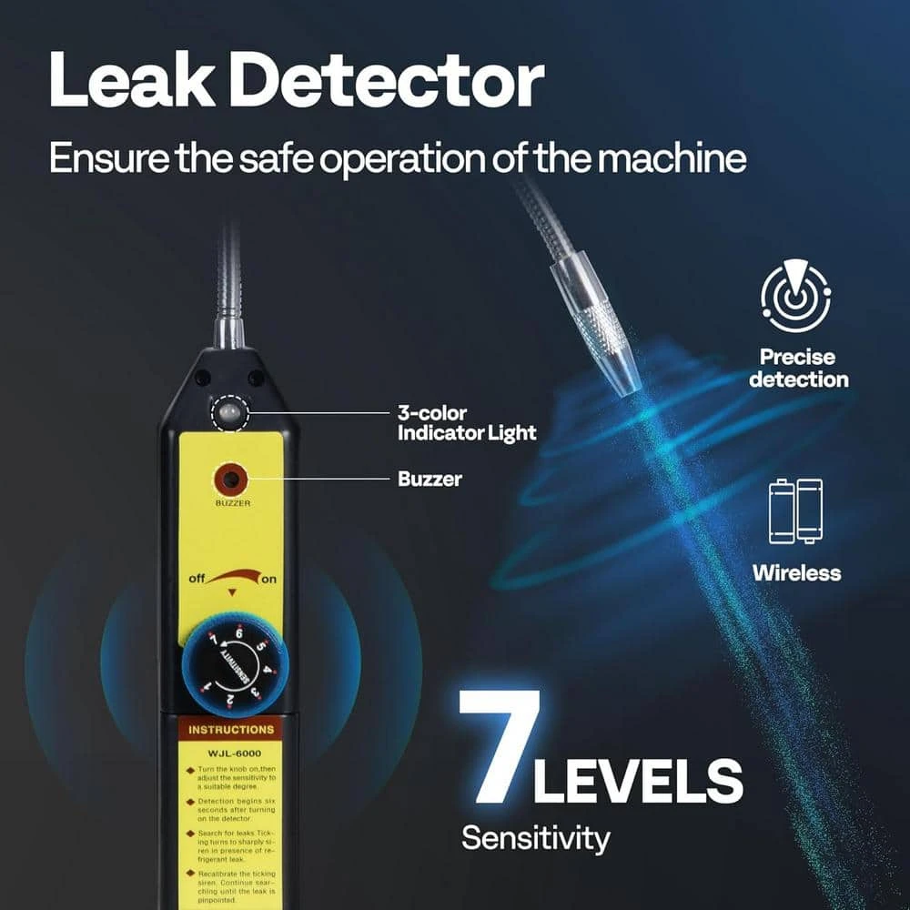 110-Volt 3/4 HP 7.2CFM 2 Stage HVAC Vacuum Pump And 4 Way AC Manifold Gauge Set Kit With Leak Detector 6 110-Volt 3/4 HP 7.2CFM 2 Stage HVAC Vacuum Pump And 4 Way AC Manifold Gauge Set Kit With Leak Detector - Image 6