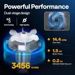 1.5 HP 14.4 CFM 2 Stage HVAC Vacuum Pump And 4 Way AC Manifold Gauge Set Kit With Leak Detector 9 1.5 HP 14.4 CFM 2 Stage HVAC Vacuum Pump And 4 Way AC Manifold Gauge Set Kit With Leak Detector -Fire Place Store vivohome hvac tools vh1567 4f 1000