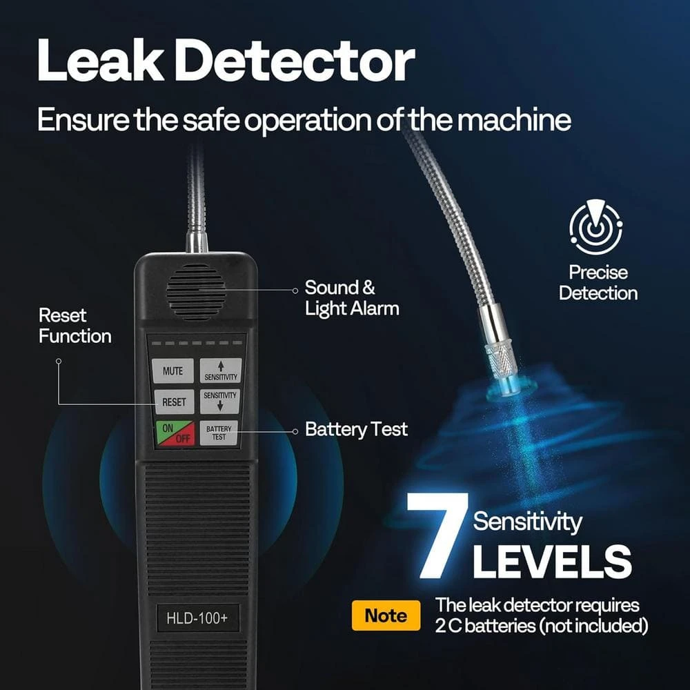 1.5 HP 14.4 CFM 2 Stage HVAC Vacuum Pump And 4 Way AC Manifold Gauge Set Kit With Leak Detector 6 1.5 HP 14.4 CFM 2 Stage HVAC Vacuum Pump And 4 Way AC Manifold Gauge Set Kit With Leak Detector - Image 6