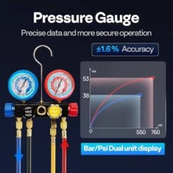 110-Volt 1 HP 9.6 CFM Dual Stage HVAC Vacuum Pump And 4-Way AC Manifold Gauge Set Kit With Leak Detector 11 110-Volt 1 HP 9.6 CFM Dual Stage HVAC Vacuum Pump And 4-Way AC Manifold Gauge Set Kit With Leak Detector -Fire Place Store vivohome hvac tools vh1691 44 1000