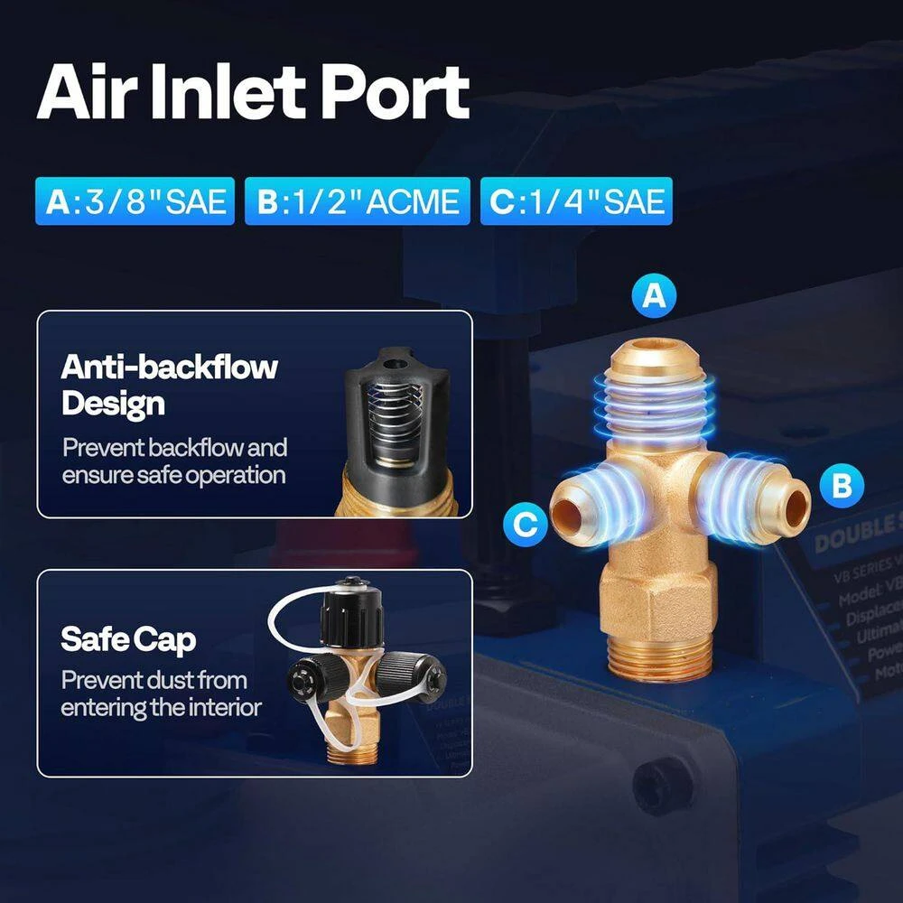 110-Volt 1 HP 9.6 CFM Dual Stage HVAC Vacuum Pump And 4-Way AC Manifold Gauge Set Kit With Leak Detector 6 110-Volt 1 HP 9.6 CFM Dual Stage HVAC Vacuum Pump And 4-Way AC Manifold Gauge Set Kit With Leak Detector - Image 6