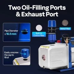 1 HP 9.6 CFM 2-Stage HVAC Vacuum Pump For R134a R12 R22 R502 R410a Systems -Fire Place Store vivohome hvac tools vh1695 1f 1000