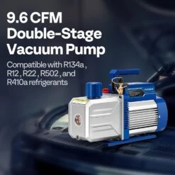 1 HP 9.6 CFM 2-Stage HVAC Vacuum Pump For R134a R12 R22 R502 R410a Systems -Fire Place Store vivohome hvac tools vh1695 76 1000