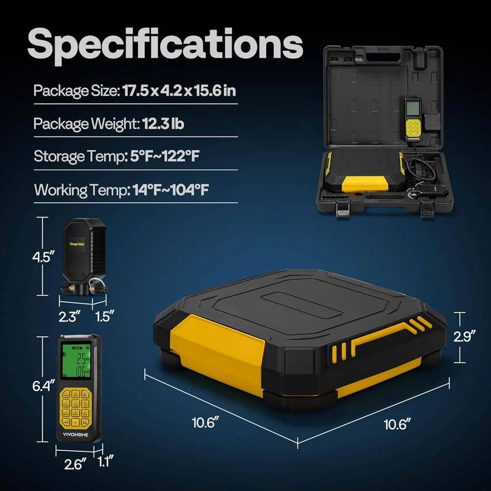 220 Lbs Digital Electronic Refrigerant Scale With Separate Auto-Dosing Charge Valve For Freon Recover Charge 7 220 Lbs Digital Electronic Refrigerant Scale With Separate Auto-Dosing Charge Valve For Freon Recover Charge - Image 7
