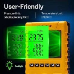 Refrigeration Digital HVAC Manifold Gauge Set With 2-Wired Temperature Clamp Probes And 3-Hoses Pressure And Temp Test -Fire Place Store vivohome hvac tools vh1747 1f 1000