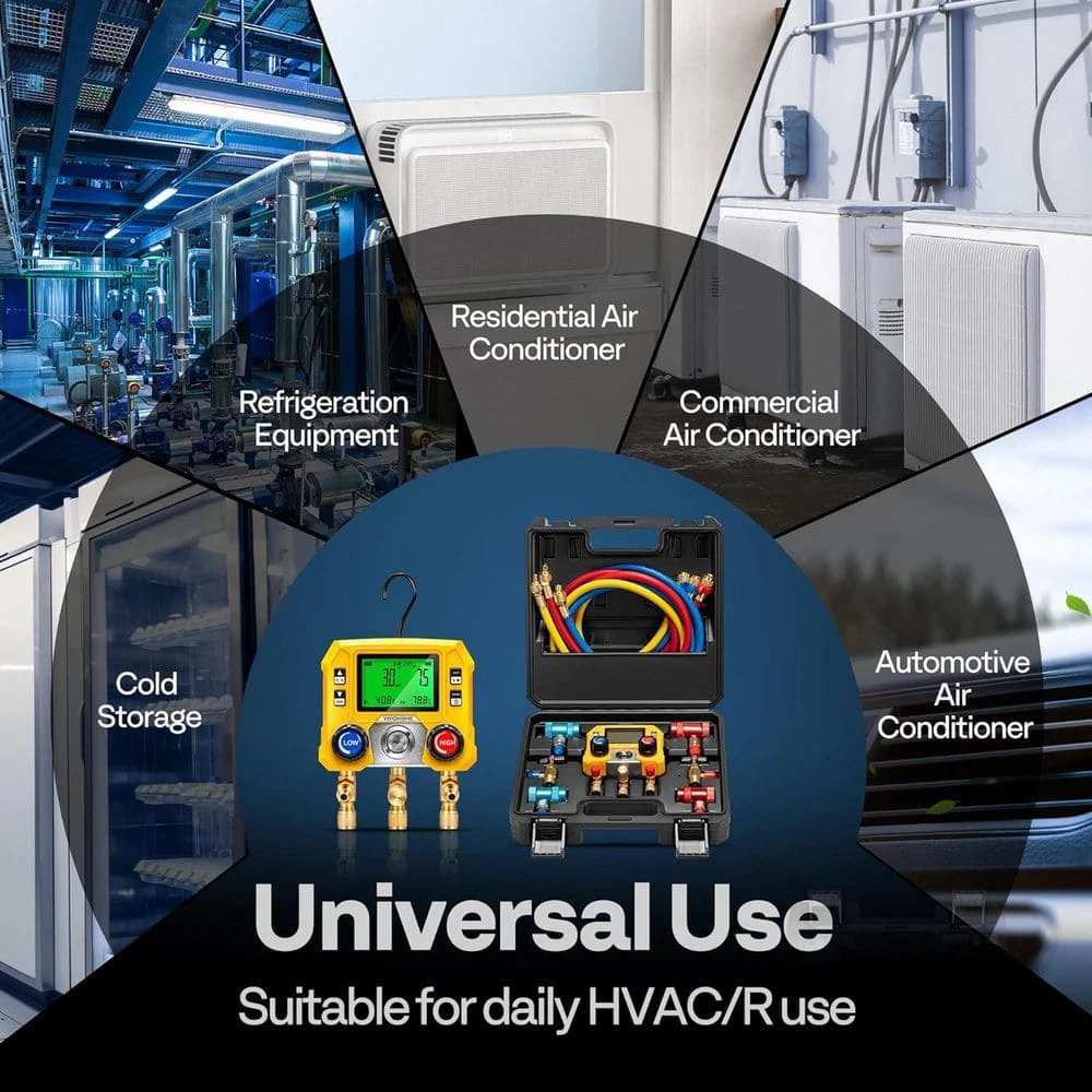 Digital HVAC Manifold Gauge Set With R134a R1234YF Quick Couplers And Can Taps 6 Digital HVAC Manifold Gauge Set With R134a R1234YF Quick Couplers And Can Taps - Image 6