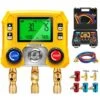 Digital HVAC Manifold Gauge Set With R134a R1234YF Quick Couplers And Can Taps