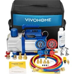 110V 1/4 HP 3.5CFM Single Stage HVAC Vacuum Pump And AC Manifold Gauge Kit For R32 R1234yf R454B R134a R22 R410a Systems