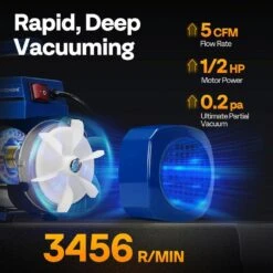 110V 1/2 HP 5CFM Dual Stage HVAC Vacuum Pump And AC Manifold Gauge Kit 9 110V 1/2 HP 5CFM Dual Stage HVAC Vacuum Pump And AC Manifold Gauge Kit -Fire Place Store vivohome hvac tools vh1753 4f 1000