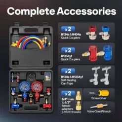 Automotive 3-Way Manifold Gauge Set, Compatible With A1 And A2L Refrigerants -Fire Place Store vivohome hvac tools vh1770 fa 1000