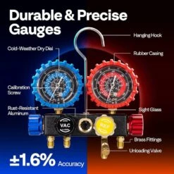 Automotive 4-Way Manifold Gauge Set, Compatible With A1 And A2L Refrigerants -Fire Place Store vivohome hvac tools vh1771 1f 1000