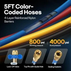 Automotive 4-Way Manifold Gauge Set, Compatible With A1 And A2L Refrigerants -Fire Place Store vivohome hvac tools vh1771 44 1000