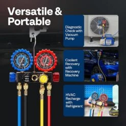 Automotive 4-Way Manifold Gauge Set, Compatible With A1 And A2L Refrigerants -Fire Place Store vivohome hvac tools vh1771 76 1000