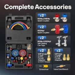 Automotive Household 4-Way Manifold Gauge Set, Compatible With A1 And A2L Refrigerants -Fire Place Store vivohome hvac tools vh1772 fa 1000