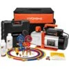 1/2 HP 5CFM 2 Stage HVAC Vacuum Pump And 3 Way Manifold Gauge Kit With 5 Ft. Hoses For R134a R12 R22 R502 R410a