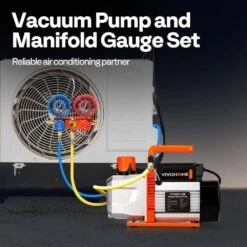 1/2 HP 5CFM 2 Stage HVAC Vacuum Pump And 3 Way Manifold Gauge Kit With 5 Ft. Hoses For R134a R12 R22 R502 R410a 13 1/2 HP 5CFM 2 Stage HVAC Vacuum Pump And 3 Way Manifold Gauge Kit With 5 Ft. Hoses For R134a R12 R22 R502 R410a -Fire Place Store vivohome hvac tools vh1783 76 1000