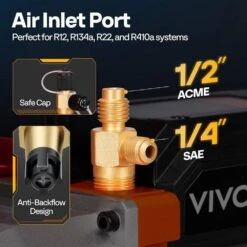 3/4 HP 7. 2CFM 2 Stage HVAC Vacuum Pump And 4 Way Manifold Gauge Kit With 5 Ft. Hoses For R134a R12 R22 R502 R410a -Fire Place Store vivohome hvac tools vh1784 4f 1000