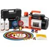 1.5 HP 14. 4CFM 2 Stage HVAC Vacuum Pump And 4 Way Manifold Gauge Kit With 5 Ft. Hoses For R134a R12 R22 R502 R410a