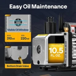 4.5 CFM 1/3 HP 110V Single Stage HVAC Vacuum Pump For R134a R12 R22 R502 R410a Systems -Fire Place Store vivohome hvac tools vh1807 44 1000