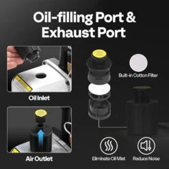 110-Volt 1/4 HP 3.5 CFM Single Stage Rotary Vane Black Air Vacuum Pump Kit With AC Manifold Gauge 10 110-Volt 1/4 HP 3.5 CFM Single Stage Rotary Vane Black Air Vacuum Pump Kit With AC Manifold Gauge -Fire Place Store vivohome hvac tools vh259 bk 1f 1000