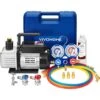 110-Volt 1/4 HP 3.5 CFM Single Stage Rotary Vane Black Air Vacuum Pump Kit With AC Manifold Gauge