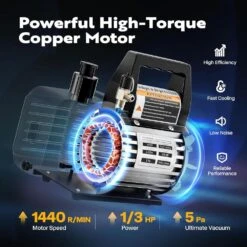 110-Volt 1/3 HP 4CFM Single Stage Rotary Vane Air Vacuum Pump And AC Manifold Gauge Set Kit With Leak Detector In Black 9 110-Volt 1/3 HP 4CFM Single Stage Rotary Vane Air Vacuum Pump And AC Manifold Gauge Set Kit With Leak Detector In Black -Fire Place Store vivohome hvac tools vh322 bk 4f 1000