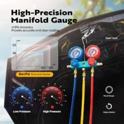 3.5 CFM Single Stage Rotary Vane Air Vacuum Pump And R134A AC Manifold Gauge Set For Refrigeration Recharging, Black 11 3.5 CFM Single Stage Rotary Vane Air Vacuum Pump And R134A AC Manifold Gauge Set For Refrigeration Recharging, Black -Fire Place Store vivohome hvac tools vh453 bk 44 1000