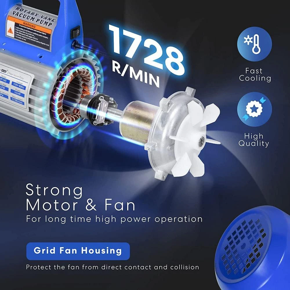 110-Volt 1/3 HP 4.5 CFM Single Stage Rotary Vane Air Vacuum Pump With Oil Bottle 3 110-Volt 1/3 HP 4.5 CFM Single Stage Rotary Vane Air Vacuum Pump With Oil Bottle - Image 3