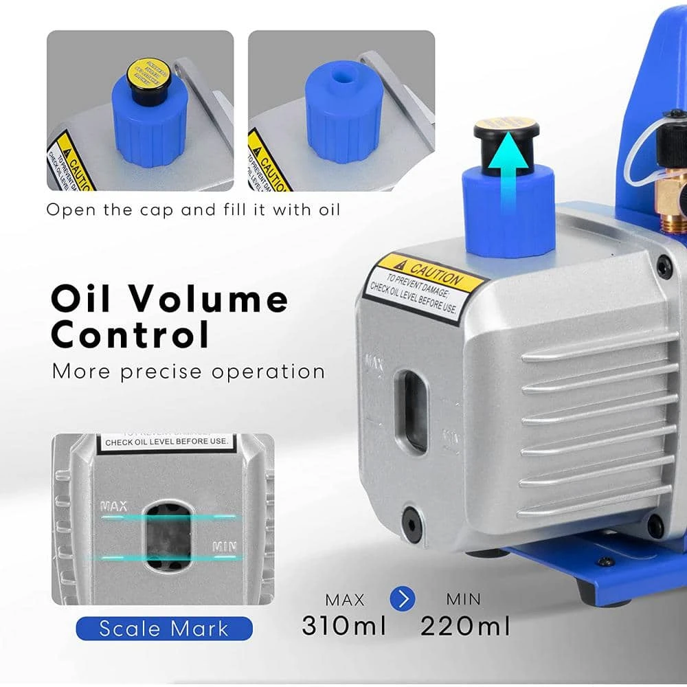 110-Volt 1/3 HP 4.5 CFM Single Stage Rotary Vane Air Vacuum Pump With Oil Bottle 2 110-Volt 1/3 HP 4.5 CFM Single Stage Rotary Vane Air Vacuum Pump With Oil Bottle - Image 2