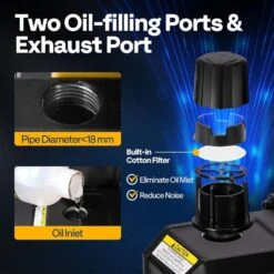 110-Volt 1/4 HP 3.5 CFM Single Stage Rotary Vane Air Vacuum Pump -Fire Place Store vivohome hvac tools wal vh1156us 1f 1000