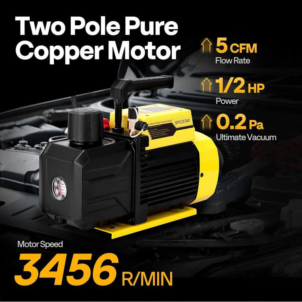 110-Volt 1/2 HP 5 CFM Dual Stage Rotary Vane Air Vacuum Pump 2 110-Volt 1/2 HP 5 CFM Dual Stage Rotary Vane Air Vacuum Pump - Image 2