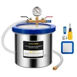 2 Gal. Stainless Steel Vacuum Degassing Chamber With Acrylic Lid For Epoxy Resin Casting, Silicone