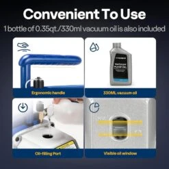 1/4 HP 3.5 CFM 110V Single Stage HVAC Vacuum Pump For Air Conditioner Refrigeration Maintenance With Oil Bottle -Fire Place Store vivohome hvac tools wal vh1396us 1f 1000