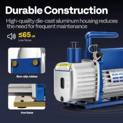 1/4 HP 3.5 CFM 110V Single Stage HVAC Vacuum Pump For Air Conditioner Refrigeration Maintenance With Oil Bottle -Fire Place Store vivohome hvac tools wal vh1396us 44 1000