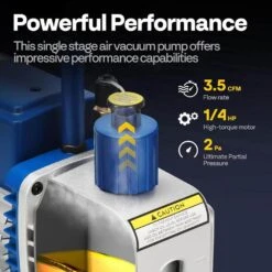 1/4 HP 3.5 CFM 110V Single Stage HVAC Vacuum Pump For Air Conditioner Refrigeration Maintenance With Oil Bottle -Fire Place Store vivohome hvac tools wal vh1396us 4f 1000