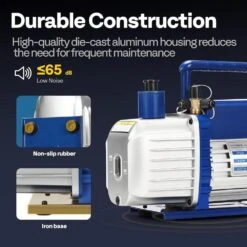 1/2 HP 5 CFM 110V Dual Stage HVAC Vacuum Pump For Air Conditioner Servicing Resin Degassing With 2 Oil Bottles -Fire Place Store vivohome hvac tools wal vh1397us 44 1000