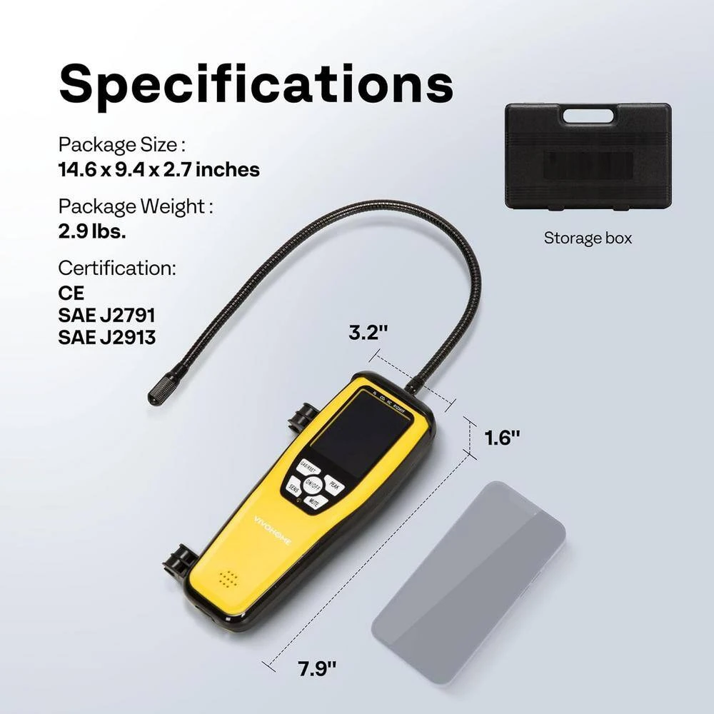 HVAC Refrigerant Freon Leak Detector, Max Sensitivity Up To 0.03oz./yr 7 HVAC Refrigerant Freon Leak Detector, Max Sensitivity Up To 0.03oz./yr - Image 7