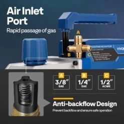 110-Volt 1/3 HP 5CFM Single Stage HAVC Vacuum Pump Kit With 4 Way AC Manifold Gauge And Leak Detector -Fire Place Store vivohome hvac tools wal vh1416us 1f 1000