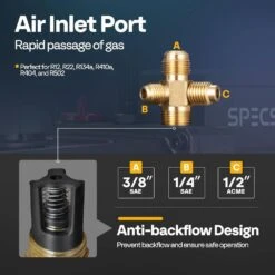 110-Volt 1 HP 9.6CFM Dual Stage HVAC Vacuum Pump And 4 Way AC Manifold Gauge Set Kit With Leak Detector -Fire Place Store vivohome hvac tools wal vh1447us 1f 1000